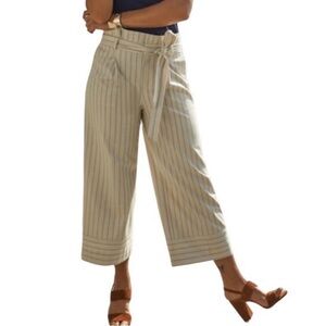 Banana Republic Striped Cream Wide-Leg Pants